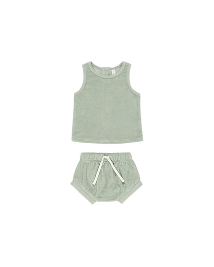 Quincy Mae Terry Tank + Short Set - Sage