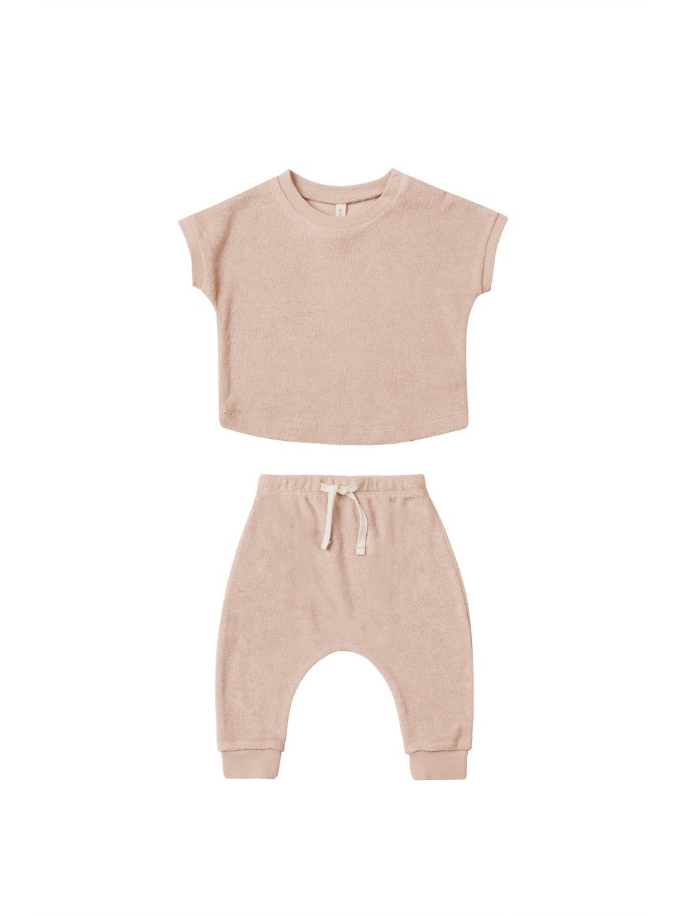 Quincy Mae Terry Tee + Pant Set - Blush