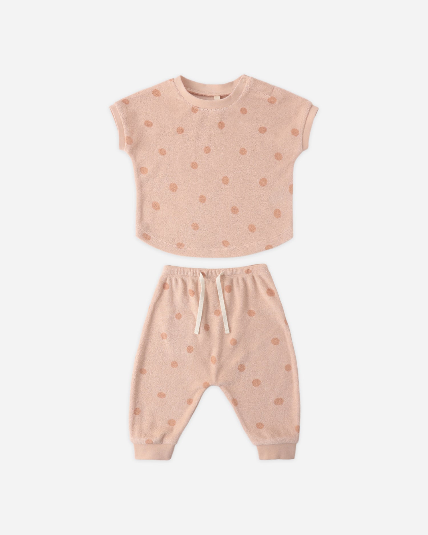 Quincy Mae Terry Tee + Pant Set - Polka Dot