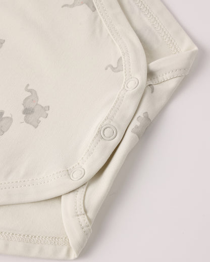 Quincy Mae Bamboo Shot Sleeve Bodysuit - Elephants