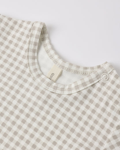 Quincy Mae Bamboo Short Sleeve Bodysuit - Oat Gingham