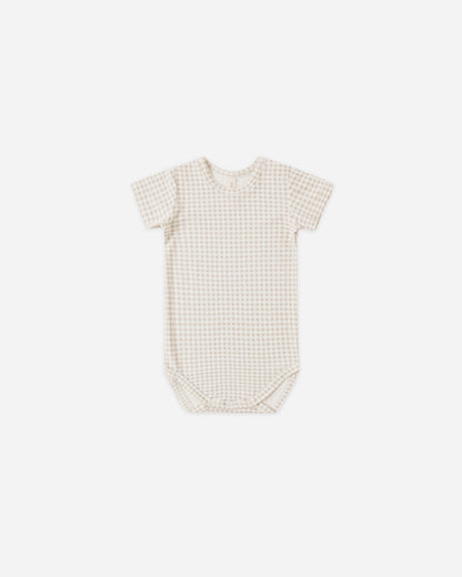 Quincy Mae Bamboo Short Sleeve Bodysuit - Oat Gingham