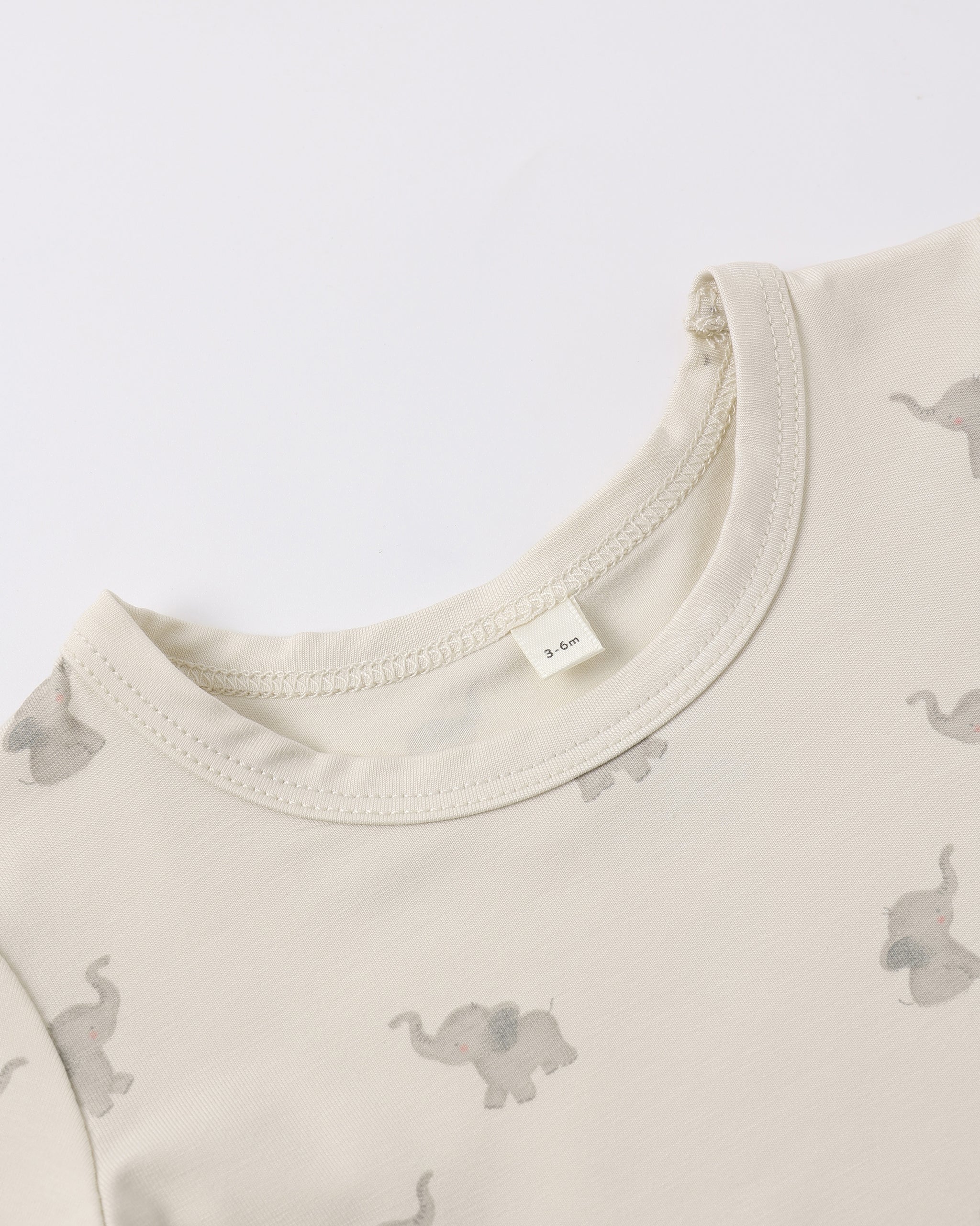 Quincy Mae Bamboo Shot Sleeve Bodysuit - Elephants