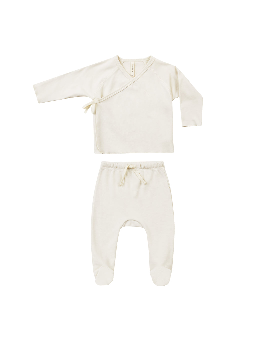 Quincy Mae Wrap Top + Footed Pant Set - Ivory
