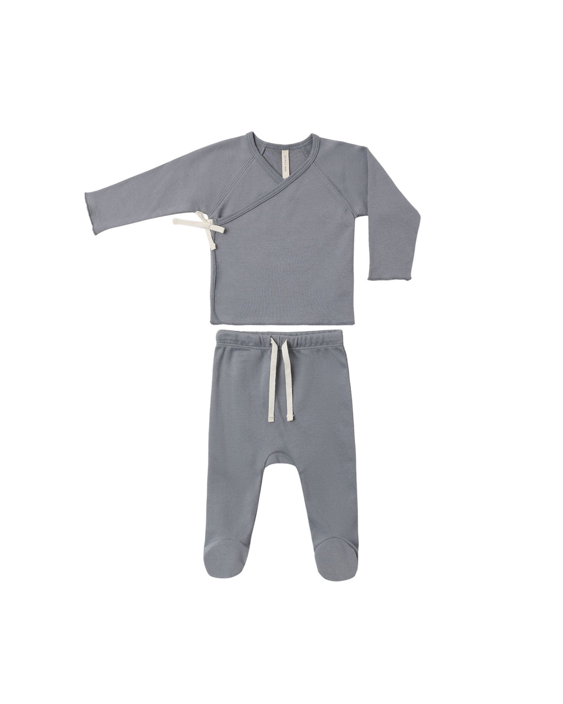 Quincy Mae Wrap Top + Footed Pant Set - Slate