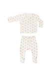 Quincy Mae Wrap Top + Footed Pant Set - Summer Flower