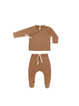 Quincy Mae Wrap Top + Footed Pant Set - Cinnamon