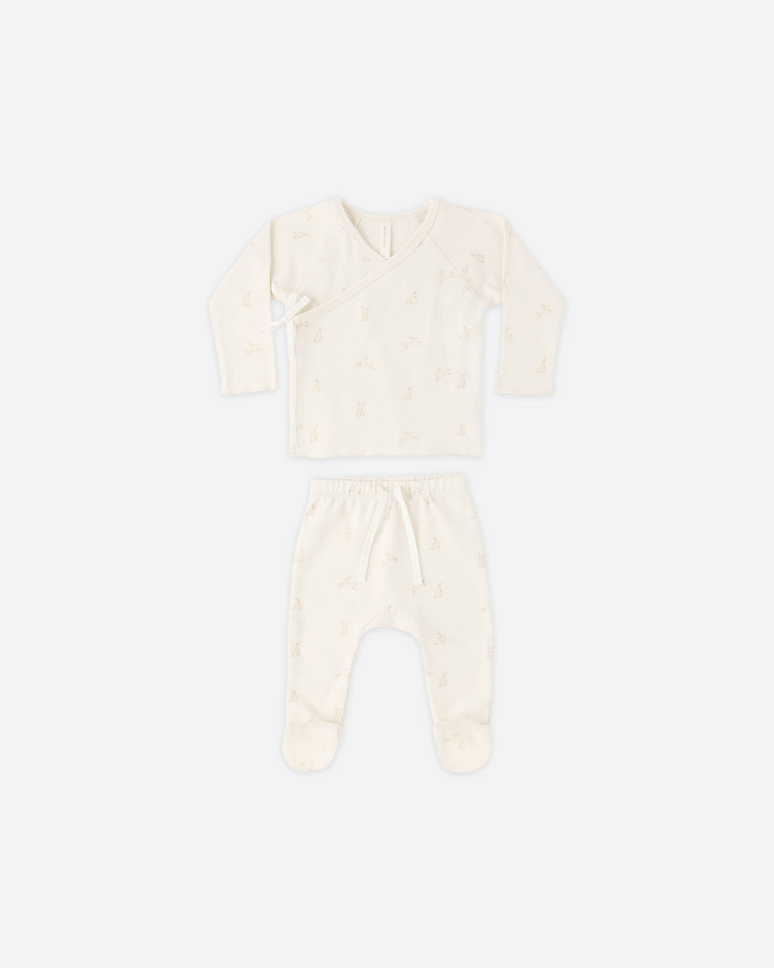 Quincy Mae Wrap Top + Footed Pant Set - Bunnies