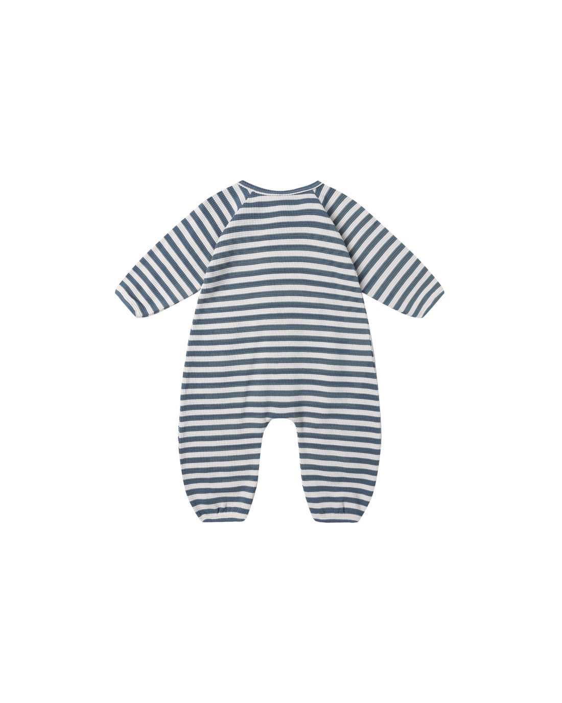 Quincy Mae Waffle Long Sleeve Jumpsuit - Ocean Stripe