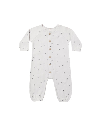 Quincy Mae Waffle Long Sleeve Jumpsuit - Stars