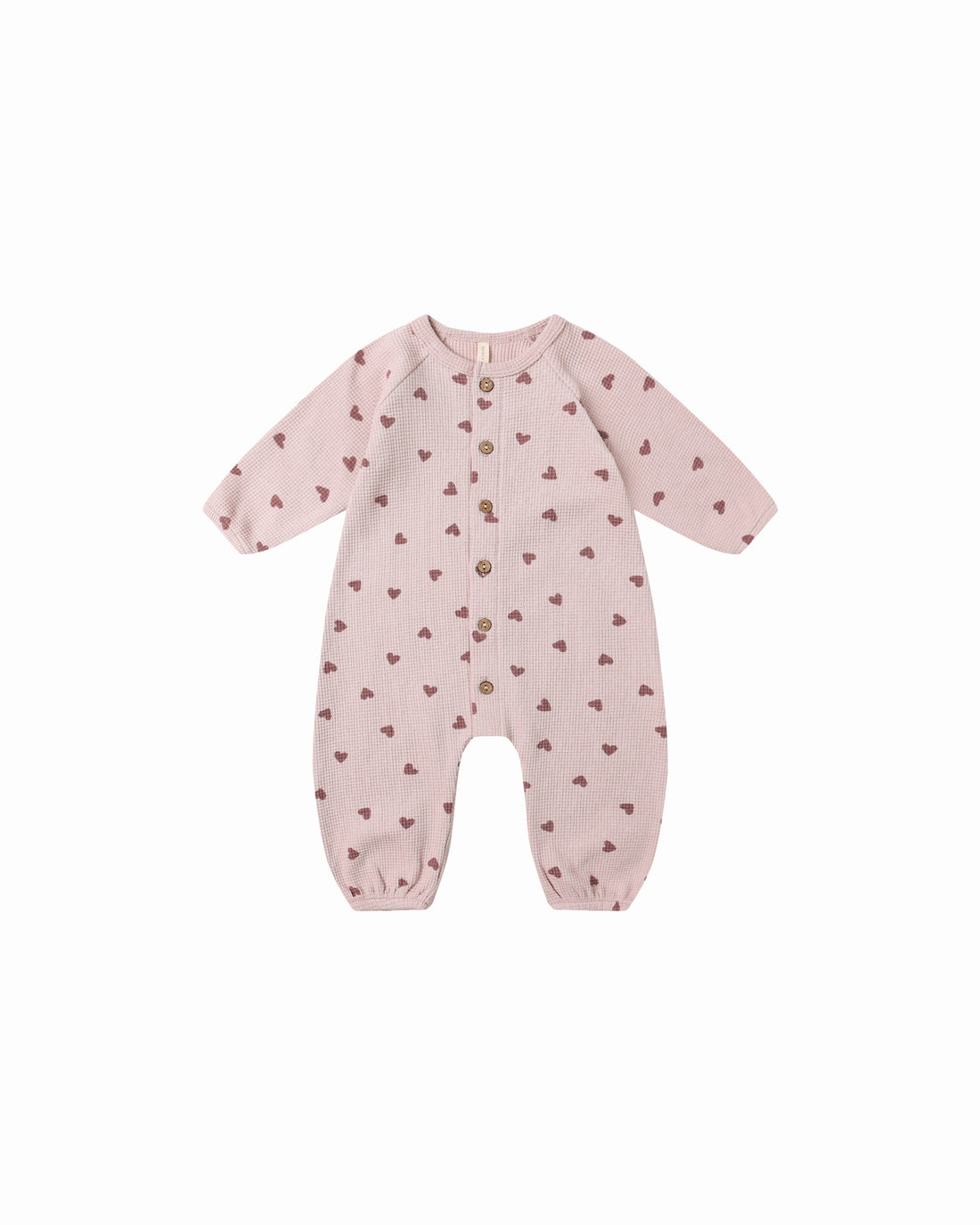 Quincy Mae Waffle Long Sleeve Jumpsuit - Hearts