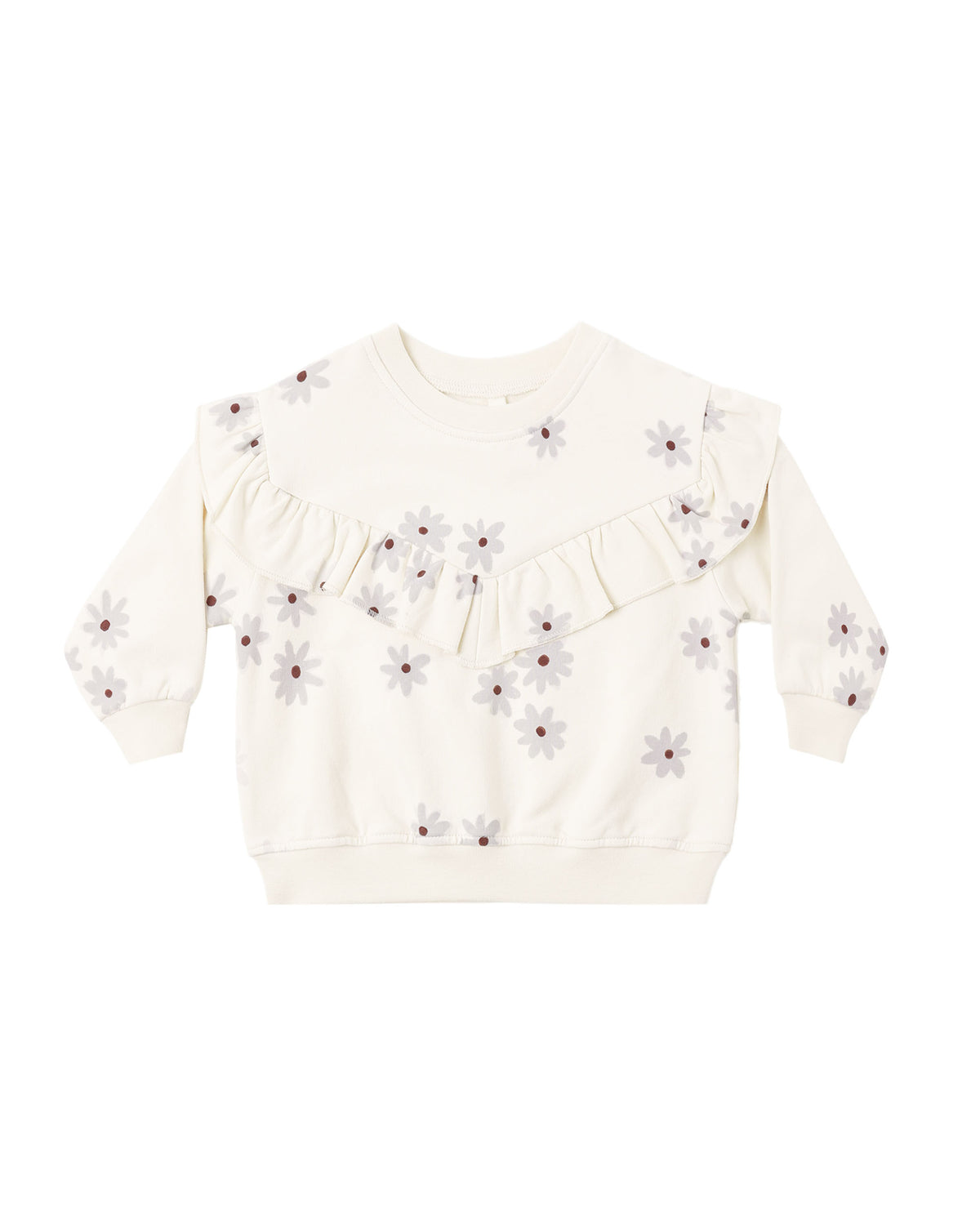 Quincy Mae Ruffle Fleece Sweatshirt - Blue Daisy