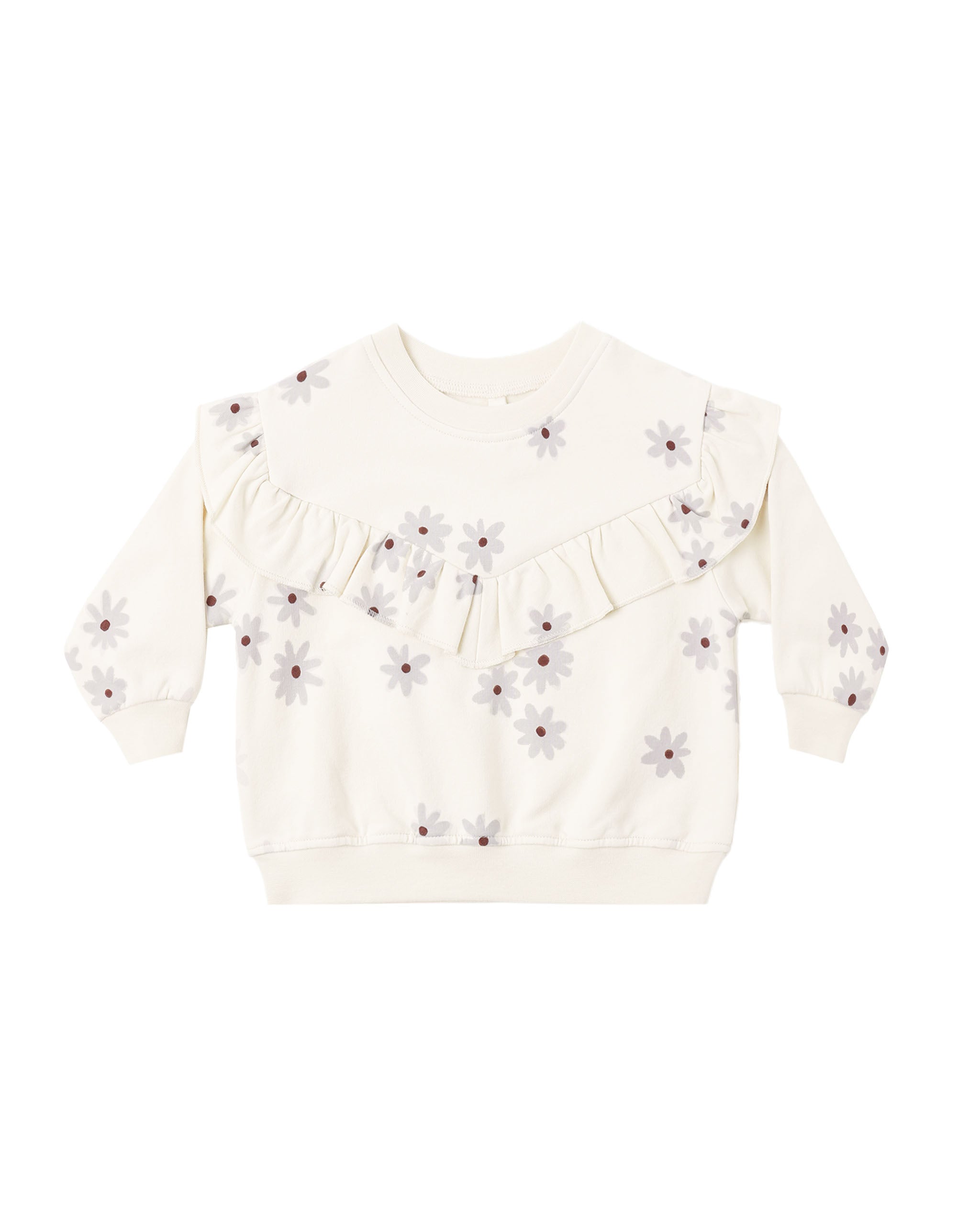 Quincy Mae Ruffle Fleece Sweatshirt - Blue Daisy