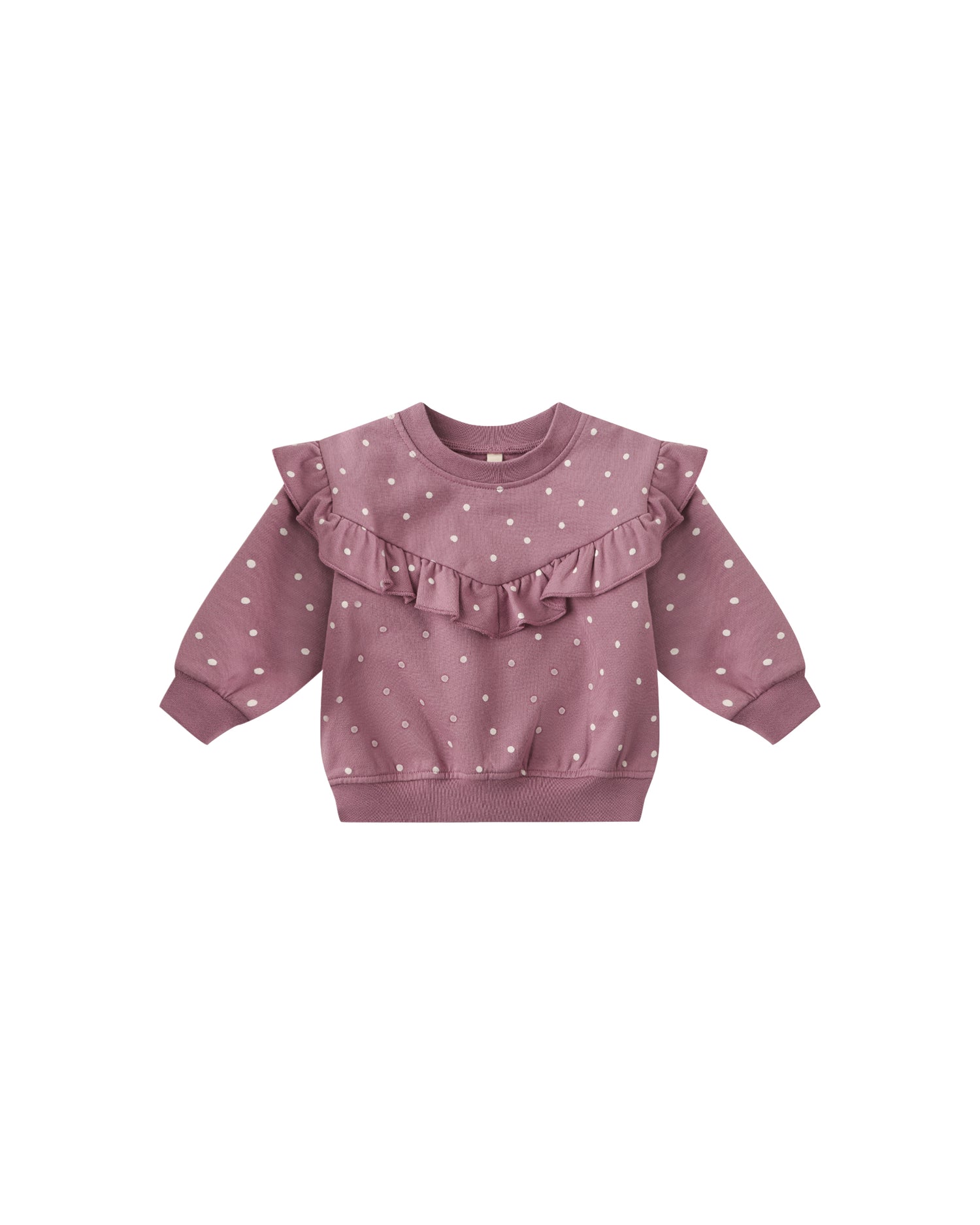 Quincy Mae Ruffle Fleece Sweatshirt - Polka Dots