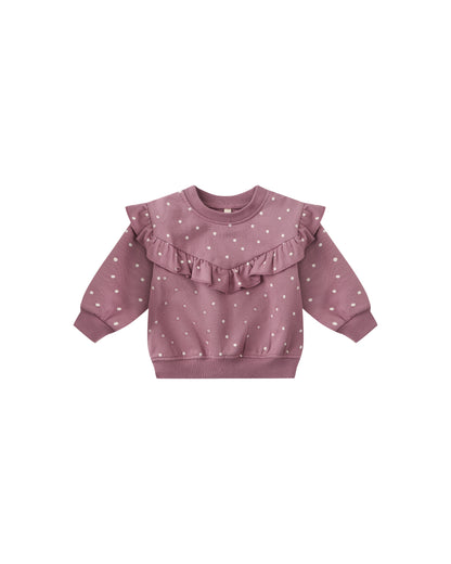 Quincy Mae Ruffle Fleece Sweatshirt - Polka Dots