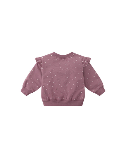 Quincy Mae Ruffle Fleece Sweatshirt - Polka Dots