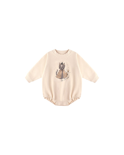 Quincy Mae Crewneck Bubble Romper - Magic Cat