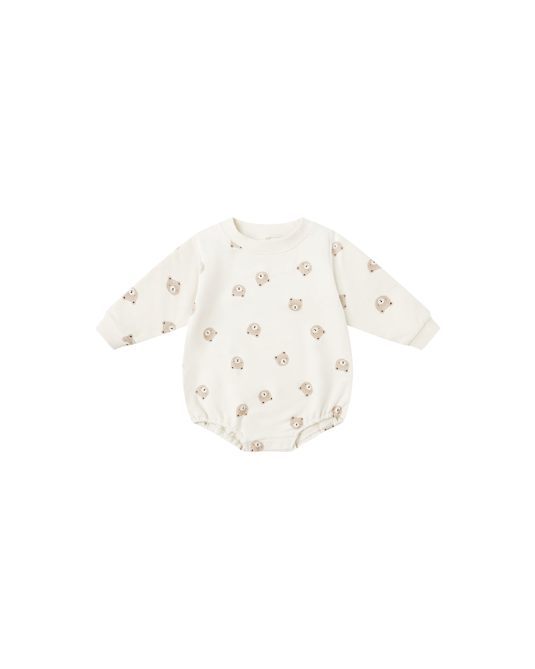 Quincy Mae Crewneck Bubble Romper - Brown Bear