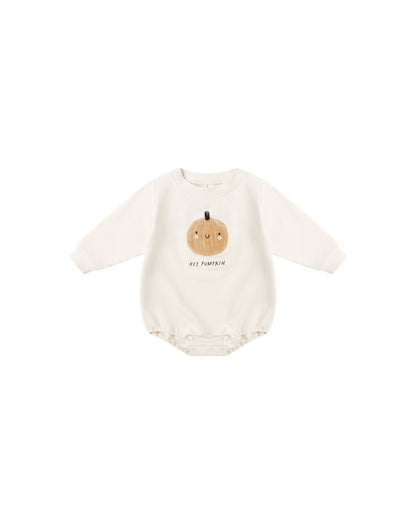 Quincy Mae Crewneck Bubble Romper - Pumpkin