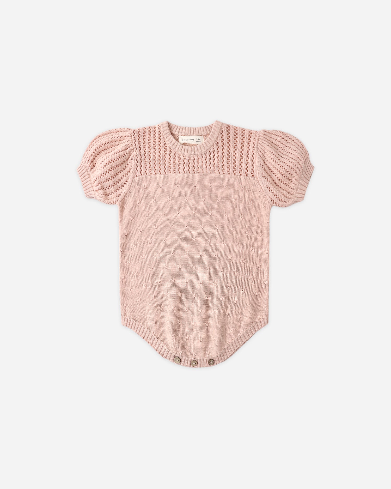 Quincy Mae Pointelle Knit Romper - Melon