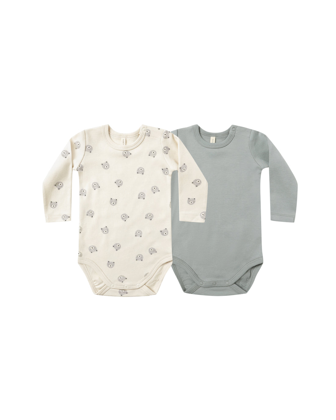 Quincy Mae Ribbed Bodysuit, 2 Pack - Bears, Steel Blue