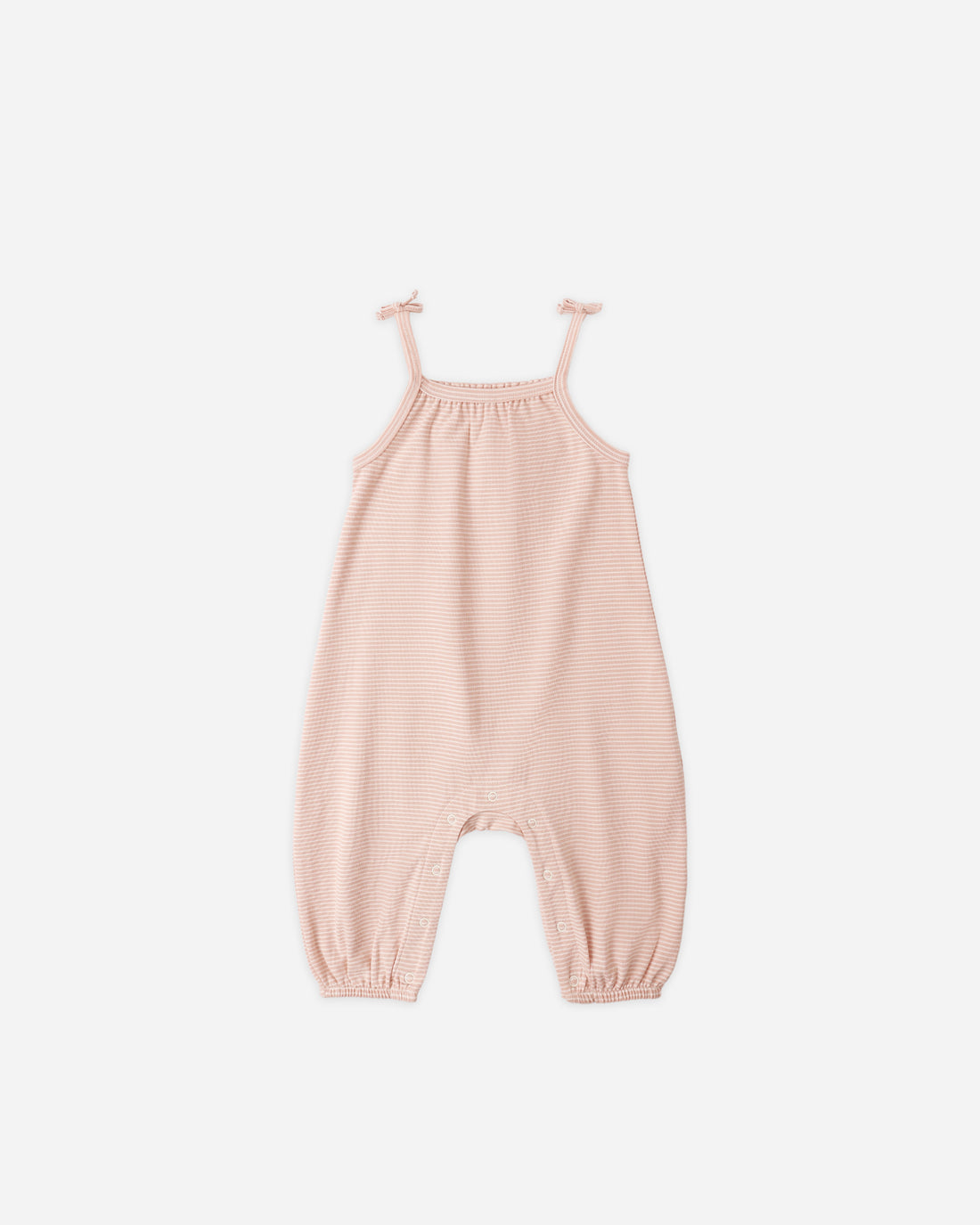 Quincy Mae Smocked Jumpsuit - Melon Micro Stripe