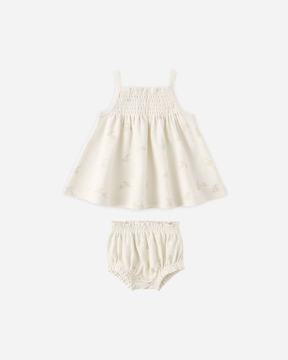 Quincy Mae Smocked Tank + Bloomer Set - Bunnies
