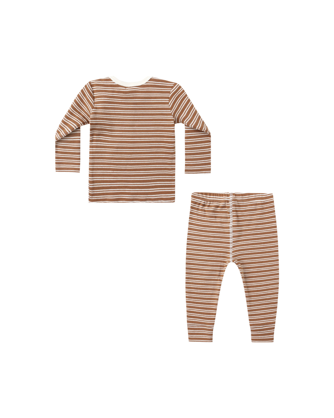 Quincy Mae Ribbed Tee + Legging Set - Cedar Micro Stripe