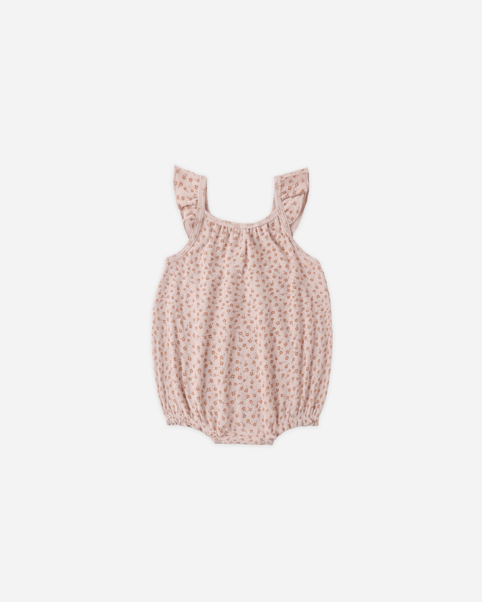 Quincy Mae Ribbed Ruffle Romper - Posy