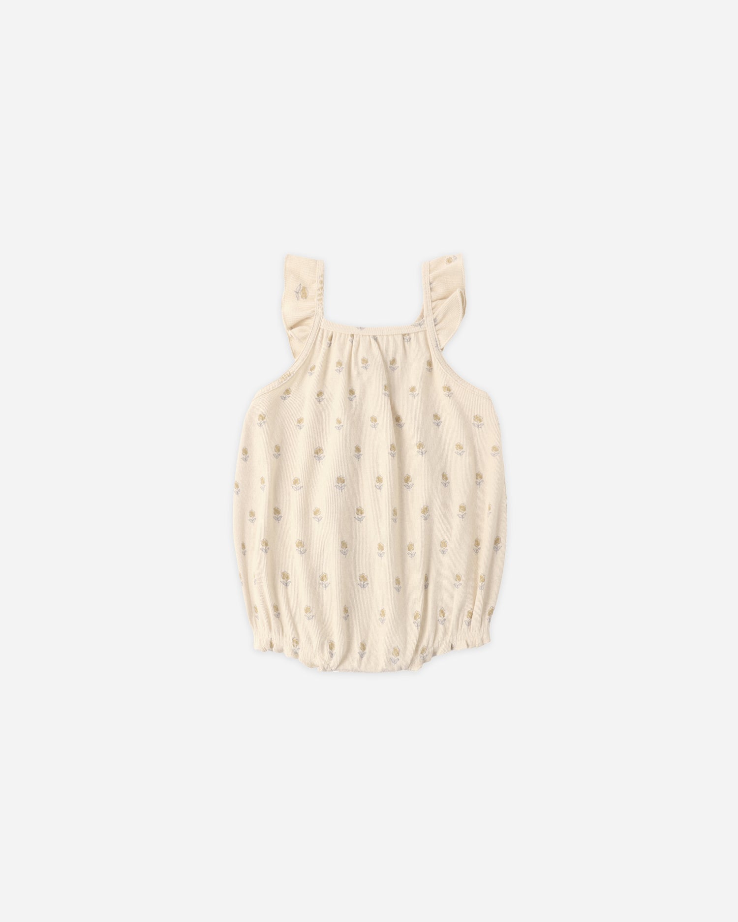 Quincy Mae Ribbed Ruffle Romper - Buttercup