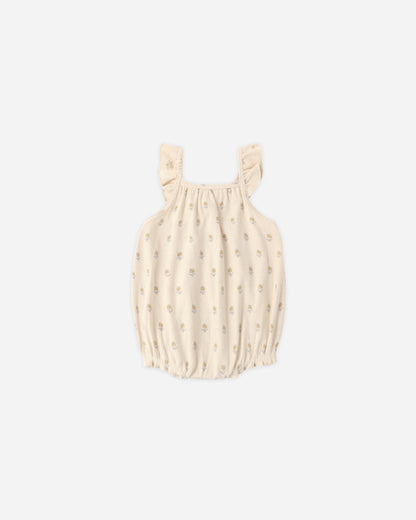 Quincy Mae Ribbed Ruffle Romper - Buttercup