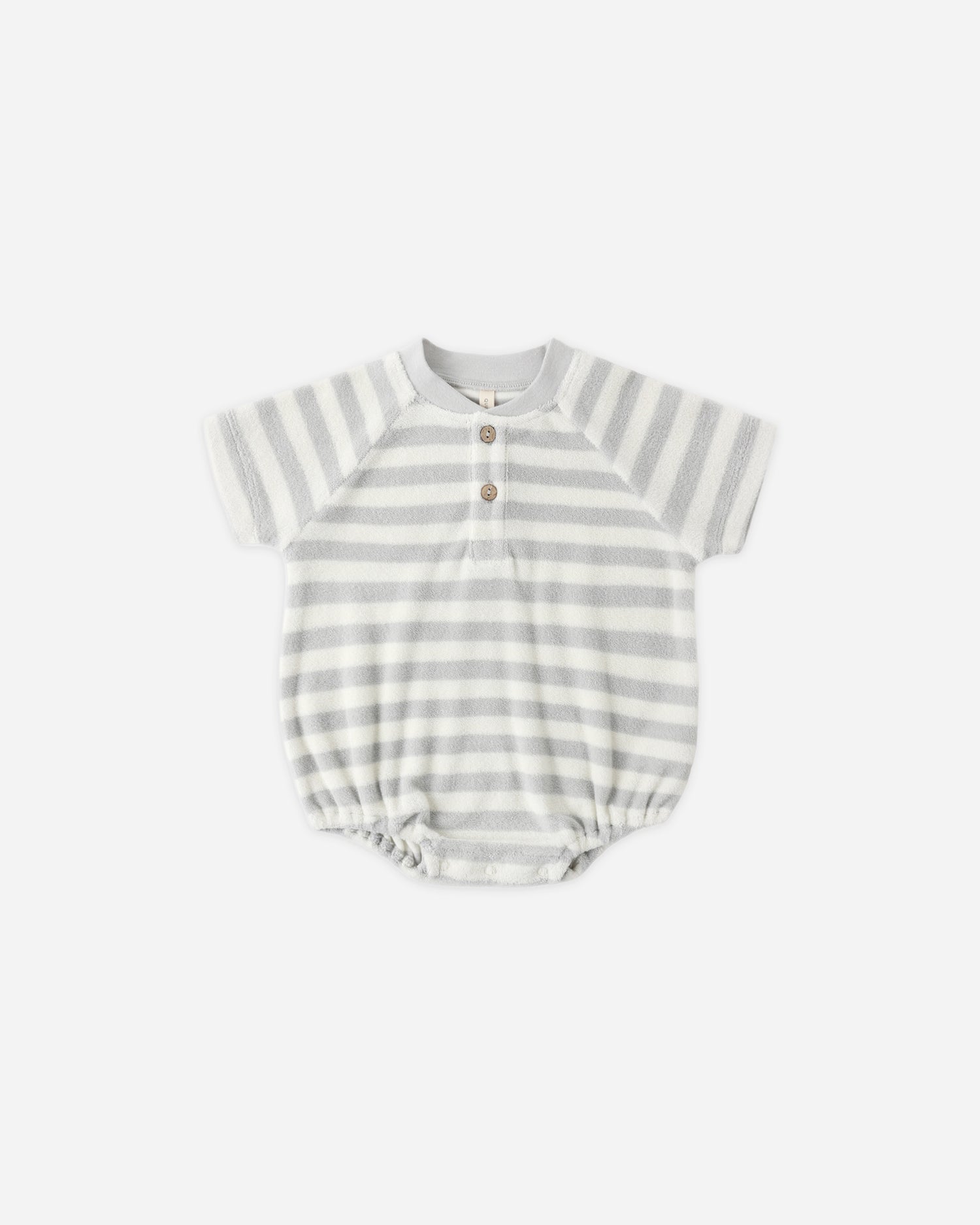 Quincy Mae Terry Henley Romper - Sky Stripe