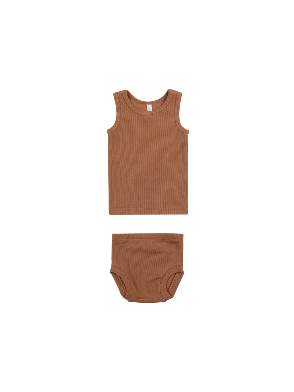 Quincy Mae Ribbed Tank + Bloomer Set - Clay