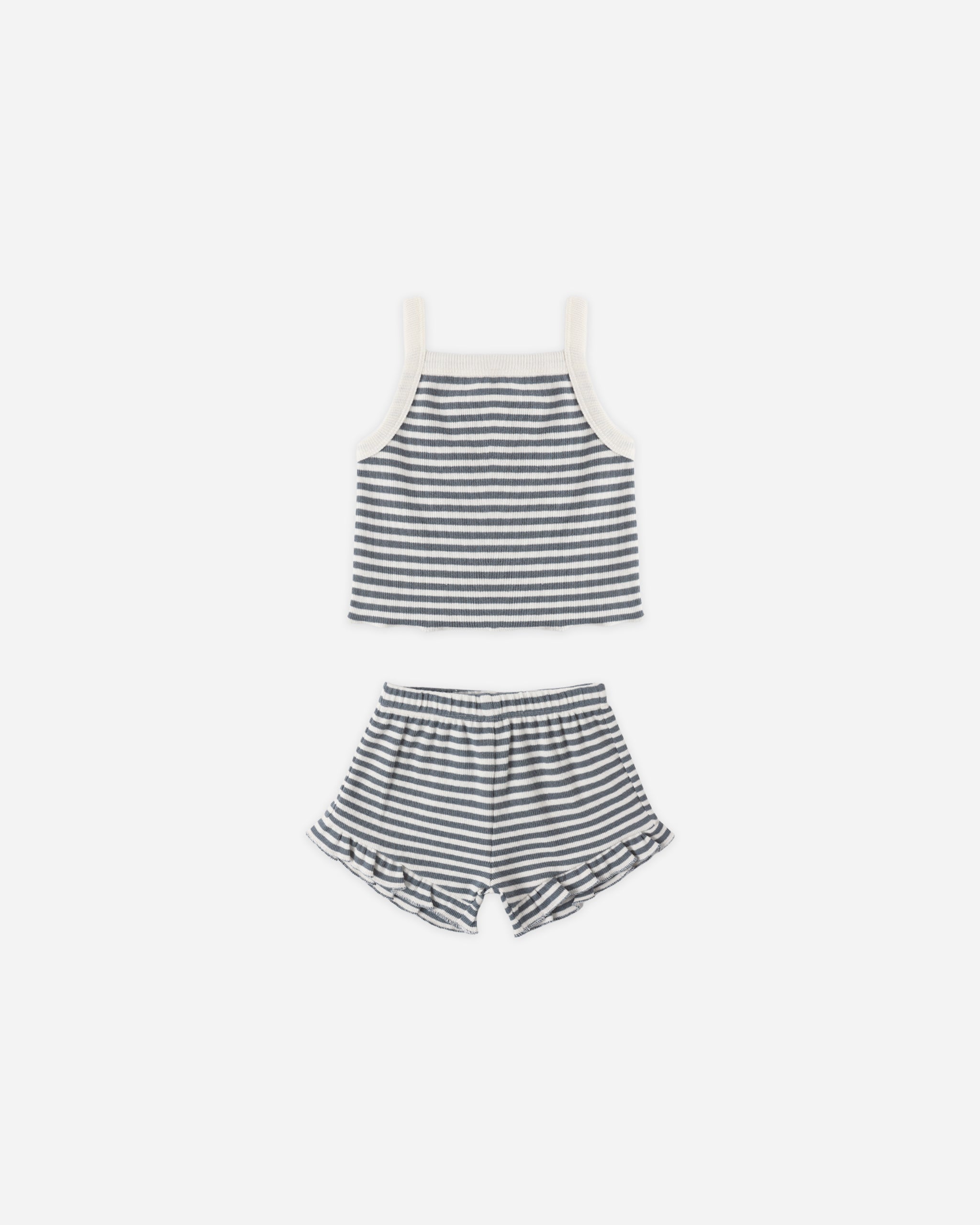 Quincy Mae Evie Tank + Shortie Set - Ocean Stripe