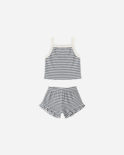 Quincy Mae Evie Tank + Shortie Set - Ocean Stripe