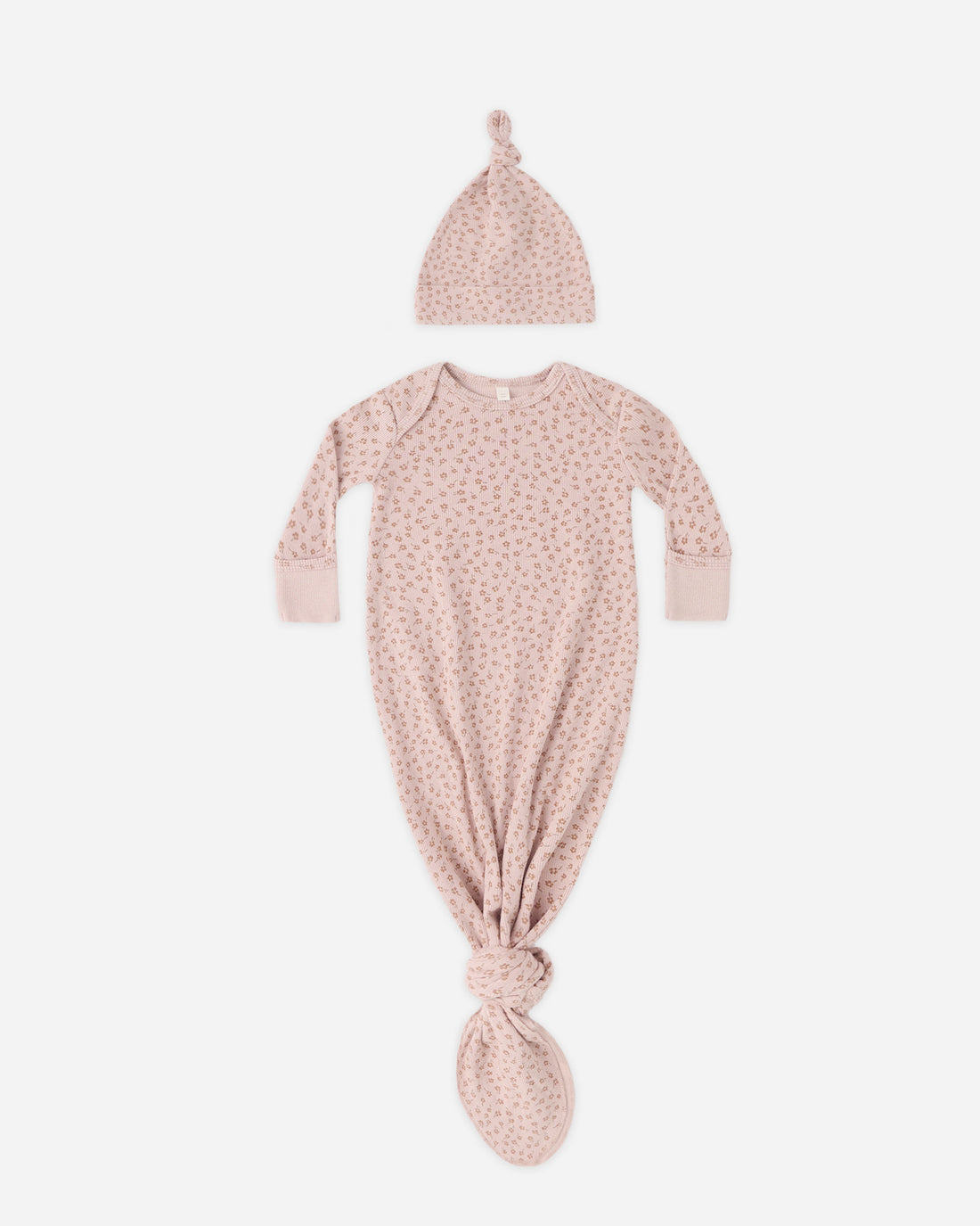 Quincy Mae Knotted Baby Gown + Hat Set - Posy