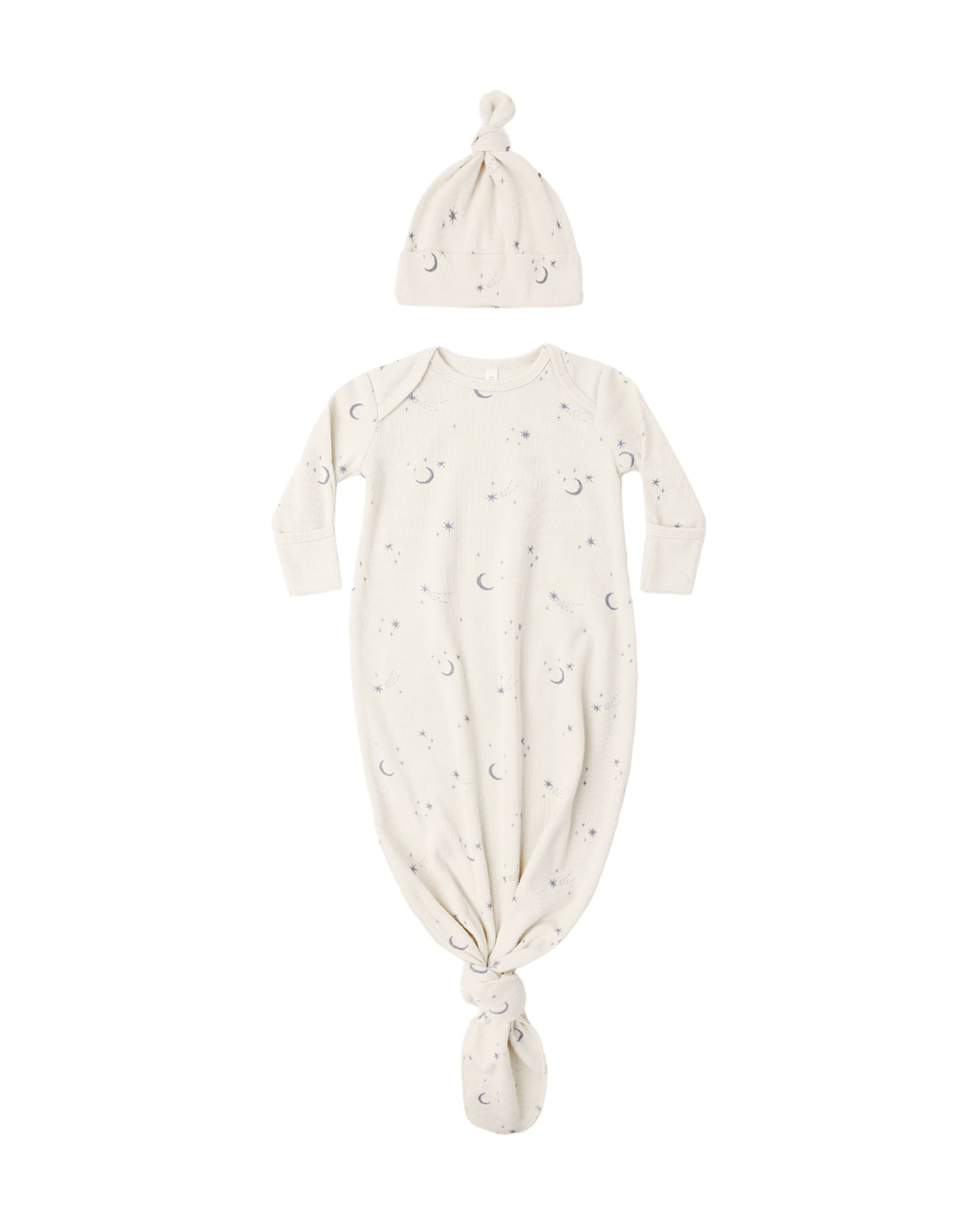 Quincy Mae Knotted Baby Gown + Hat Set - Celestial