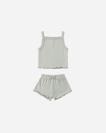 Quincy Mae Pointelle Tank + Shortie Set - Sage