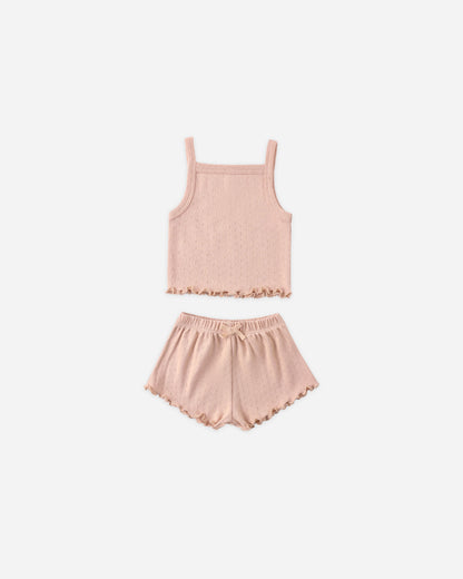 Quincy Mae Pointelle Tank + Shortie Set - Melon