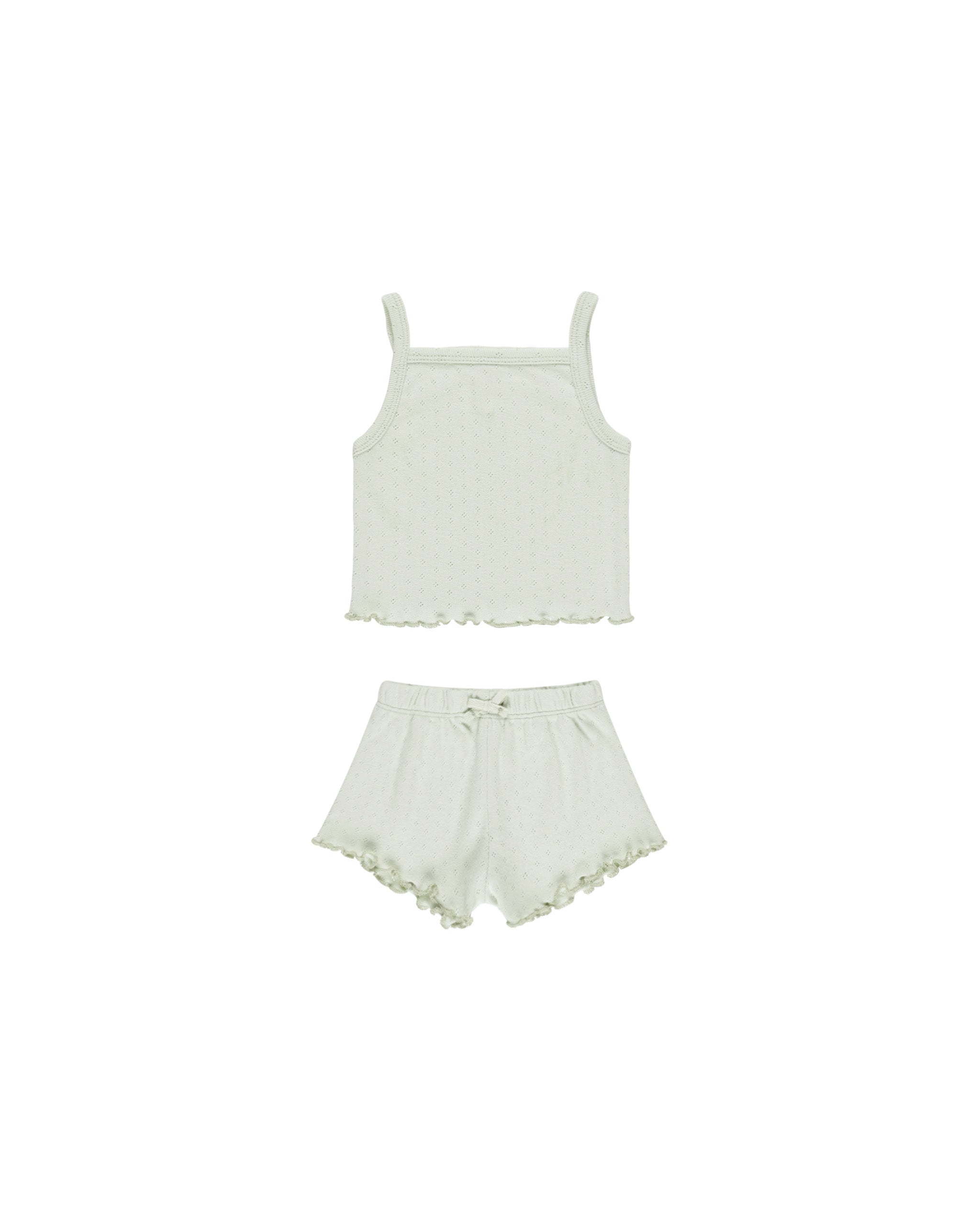 Quincy Mae Pointelle Tank + Shortie Set - Mint