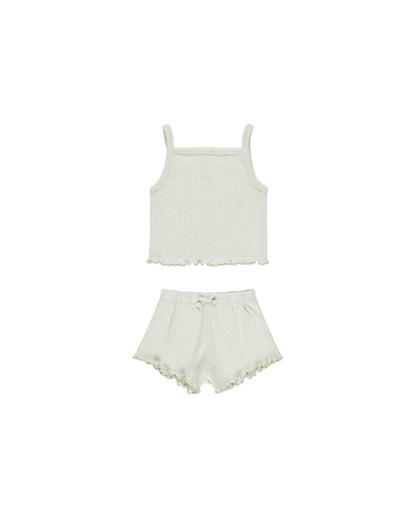 Quincy Mae Pointelle Tank + Shortie Set - Mint