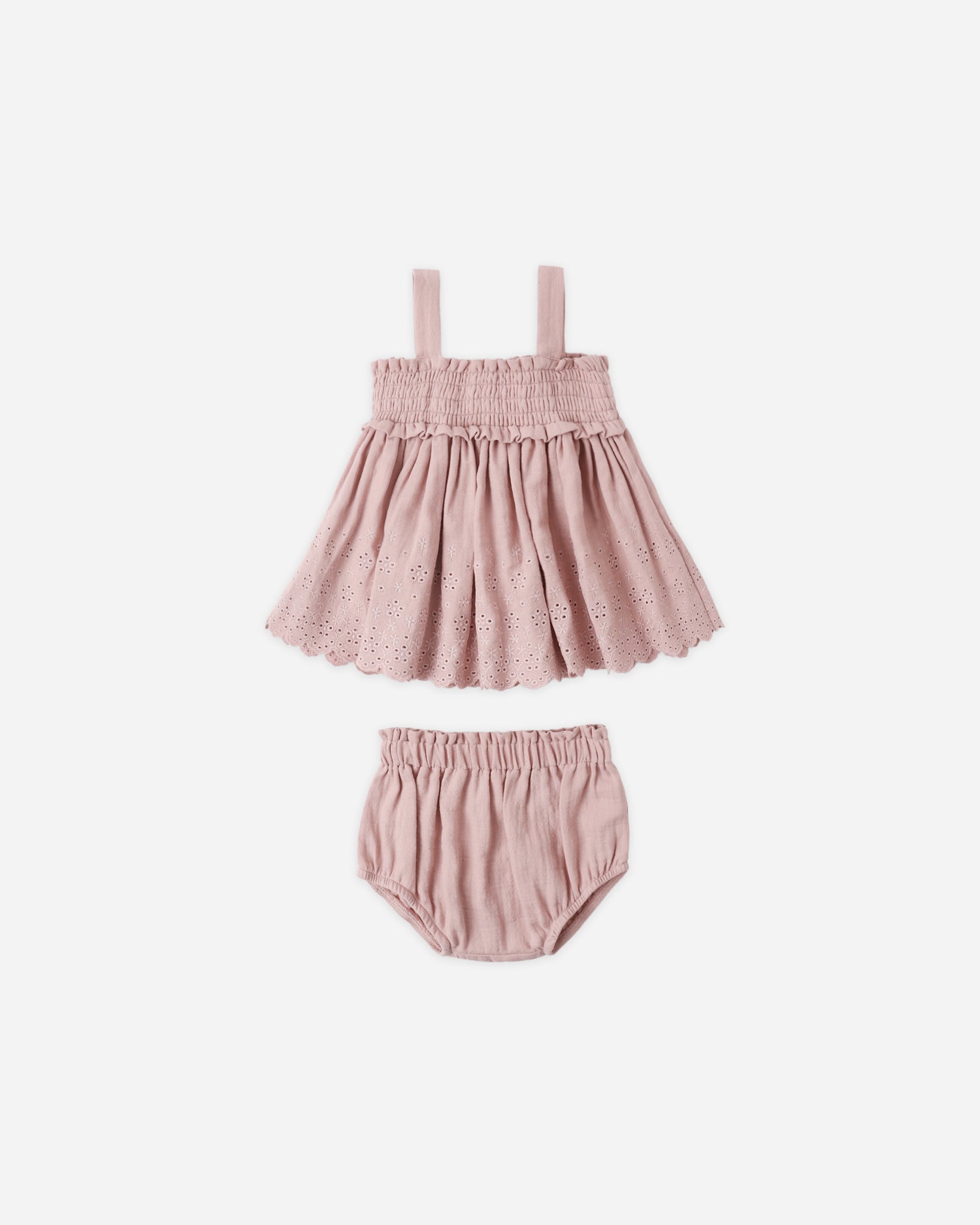Quincy Mae Mae Smocked Top+Bloomer Set - Mauve