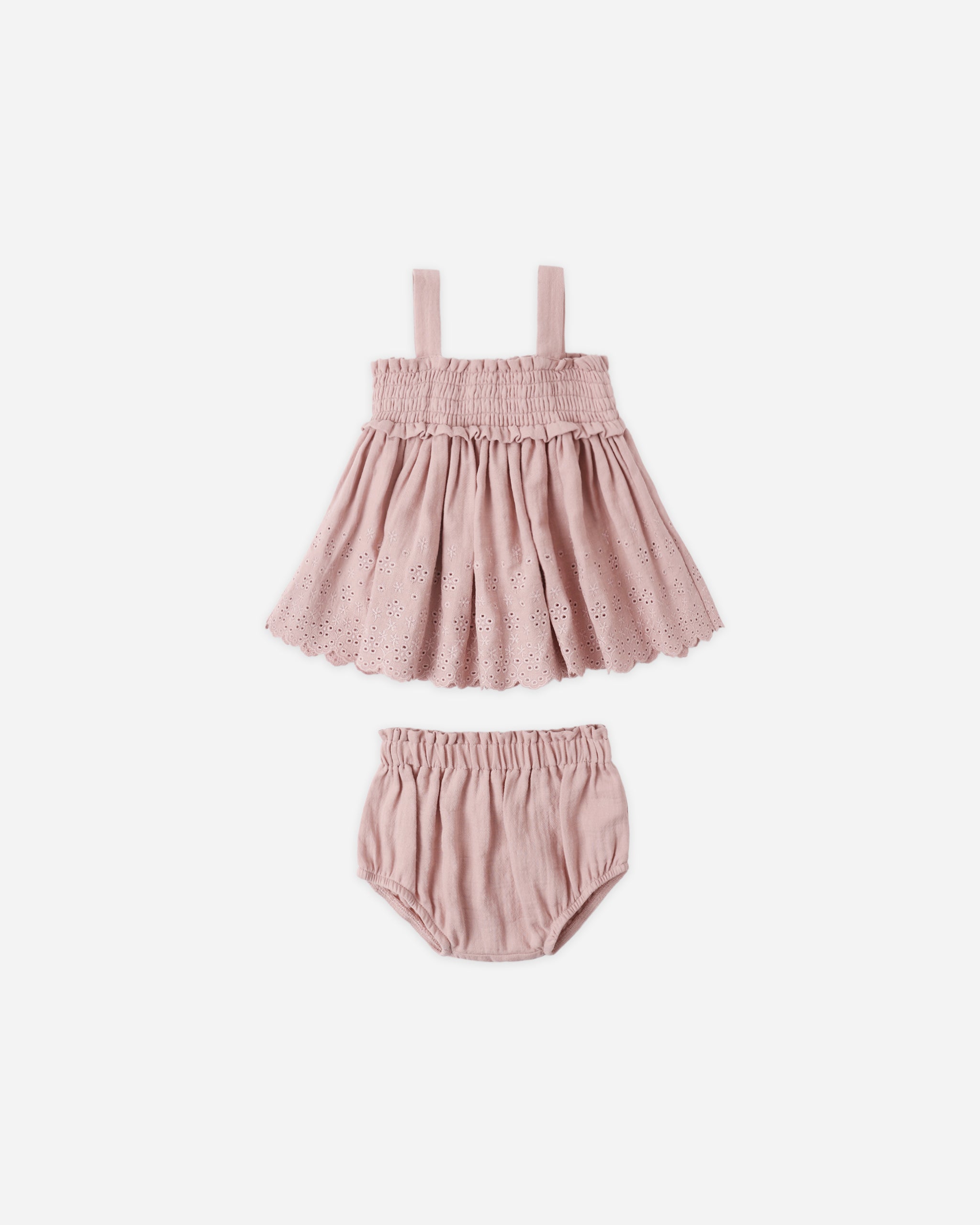 Quincy Mae Mae Smocked Top+Bloomer Set - Mauve
