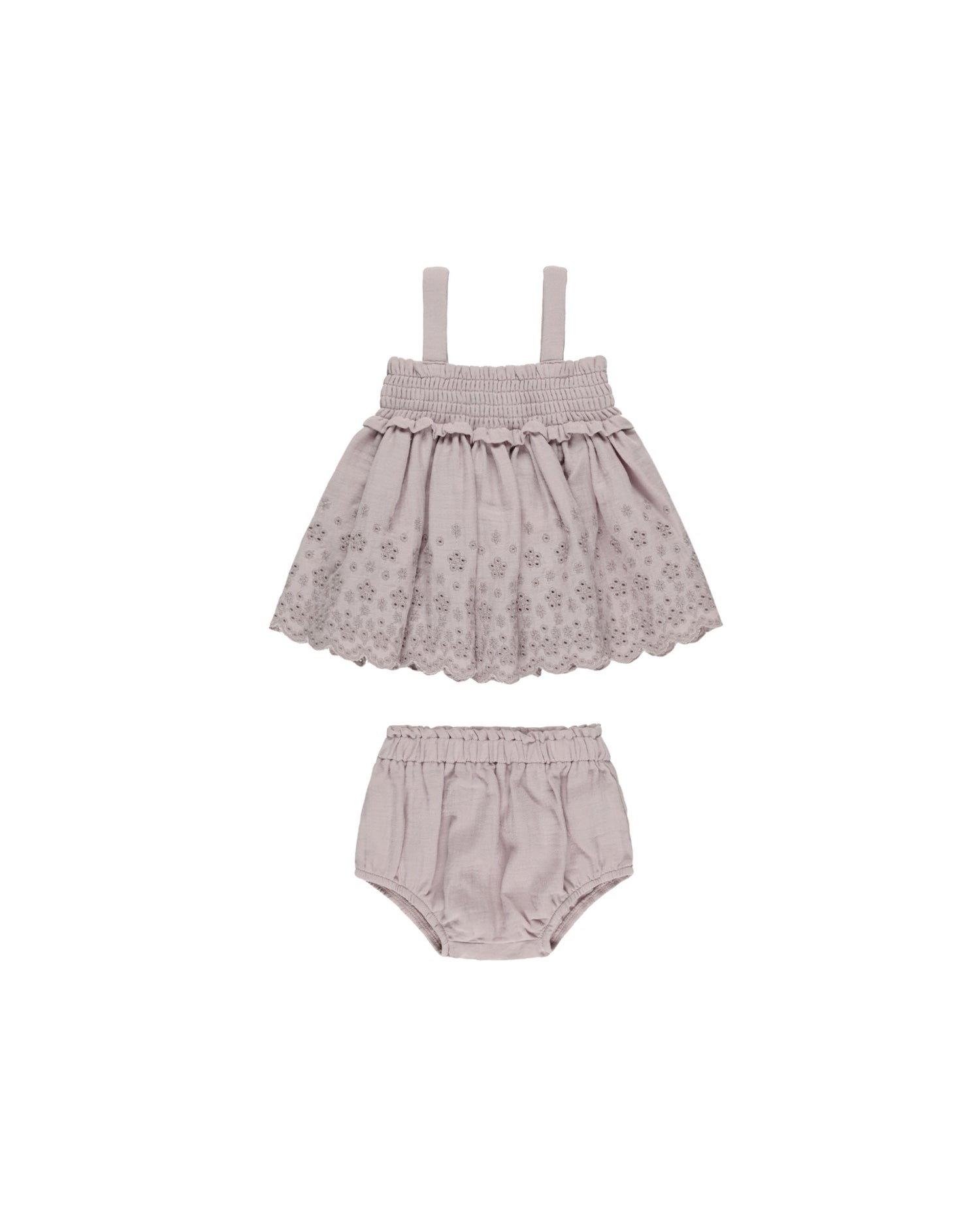 Quincy Mae Mae Smocked Top + Bloomer Set - Lavender