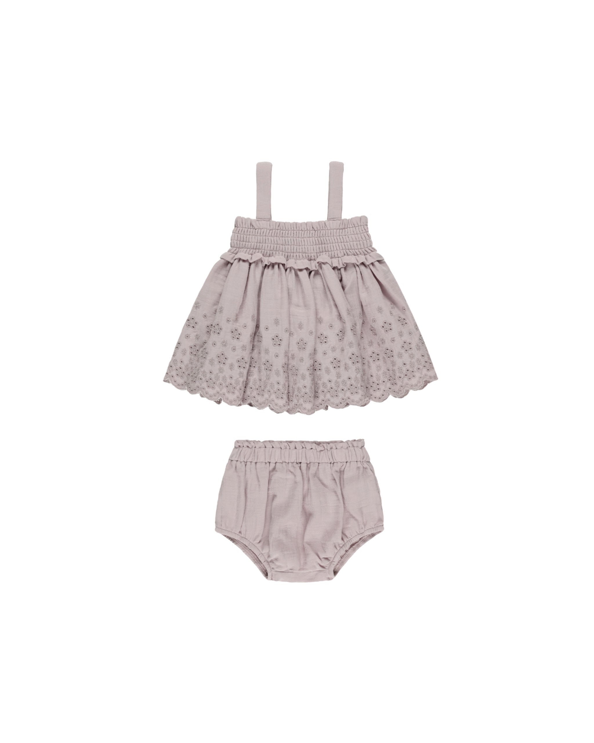 Quincy Mae Mae Smocked Top + Bloomer Set - Lavender
