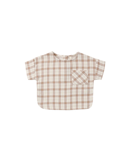 Quincy Mae Woven Boxy Top - Rustic Plaid