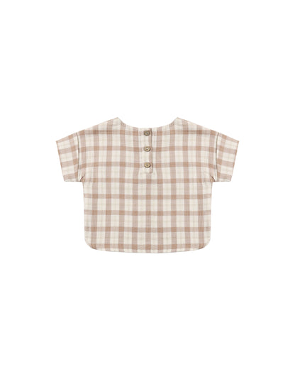Quincy Mae Woven Boxy Top - Rustic Plaid