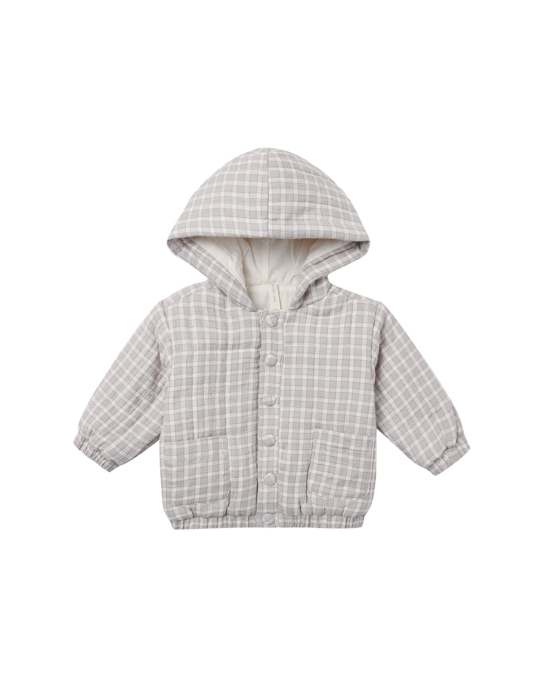 Quincy Mae Hooded Woven Jacket - Blue Gingham