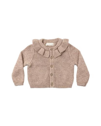 Quincy Mae Ruffle Collar Cardigan - Heathered Almond