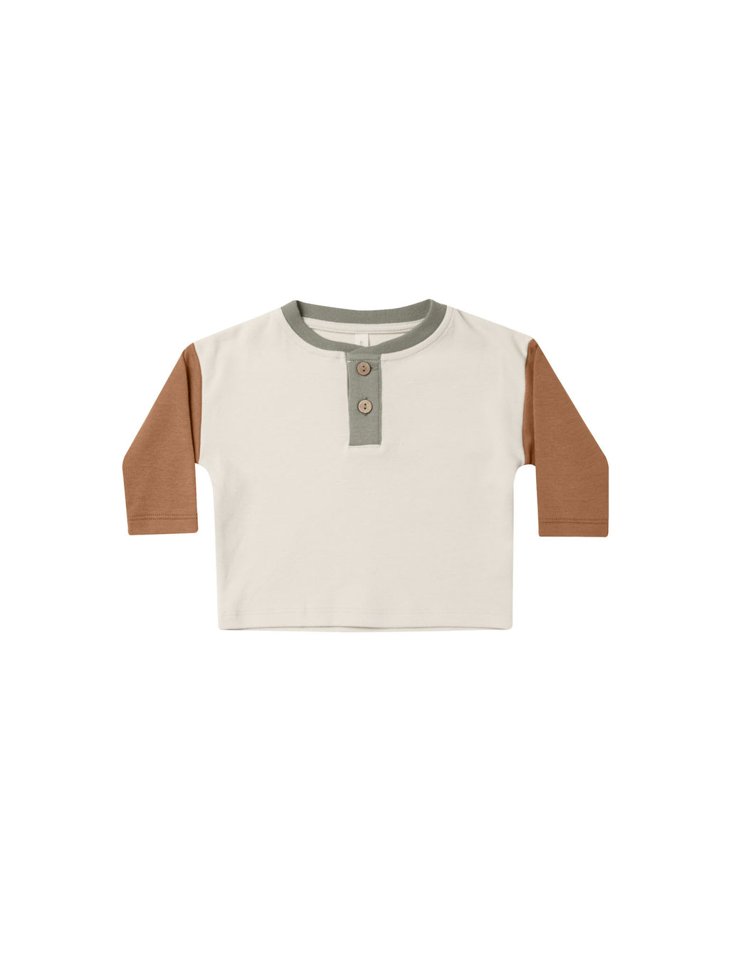 Quincy Mae Long Sleeve Henley Tee - Color Block